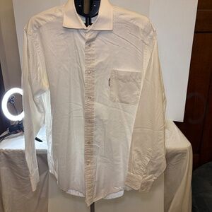 Faconnable France Mens 6/ 17 XLarge White Check Button Up Long Sleeve Shirt